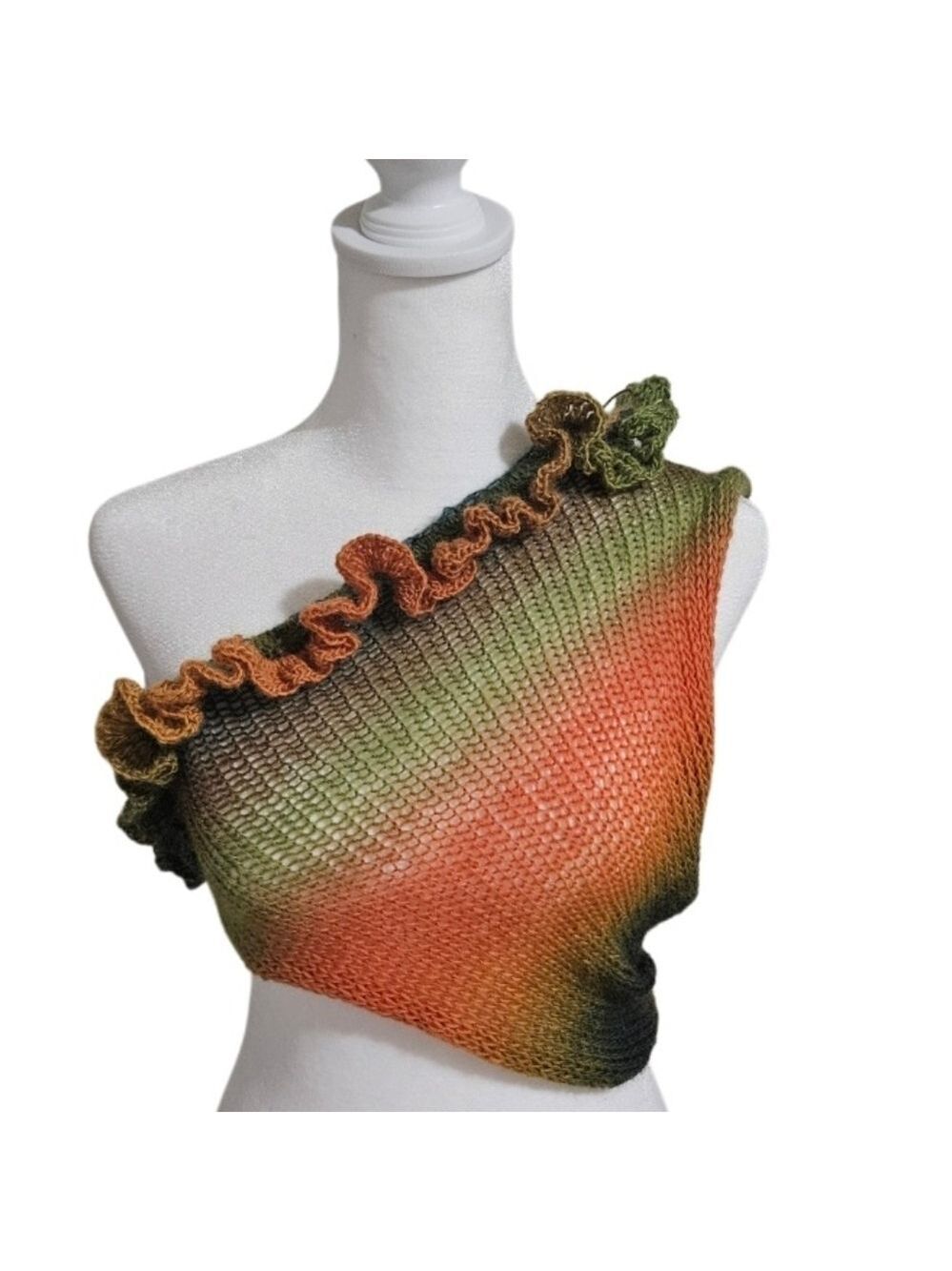 Handmade Crochet Multiway Top Boho Wrap Halter Crop Blouse